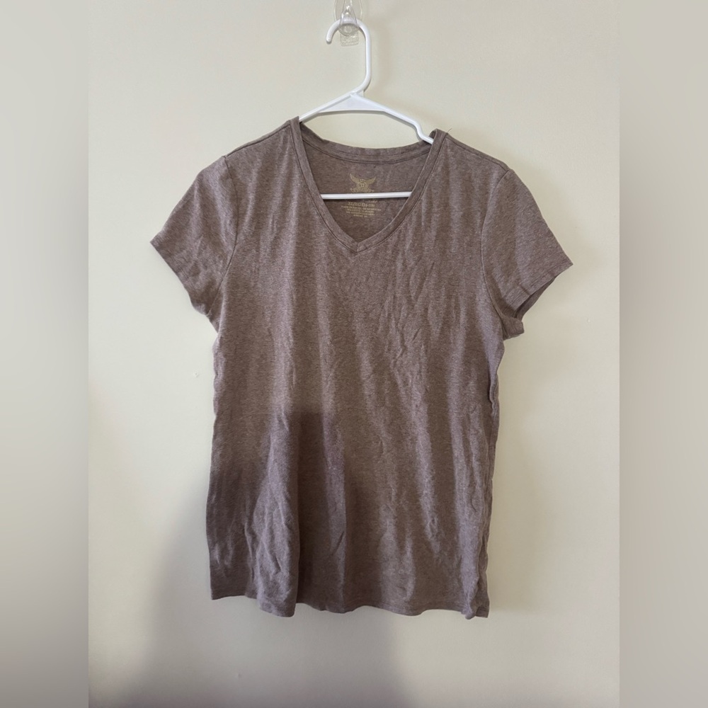 Faded Glory Brown V-Neck Short Sleeve Top